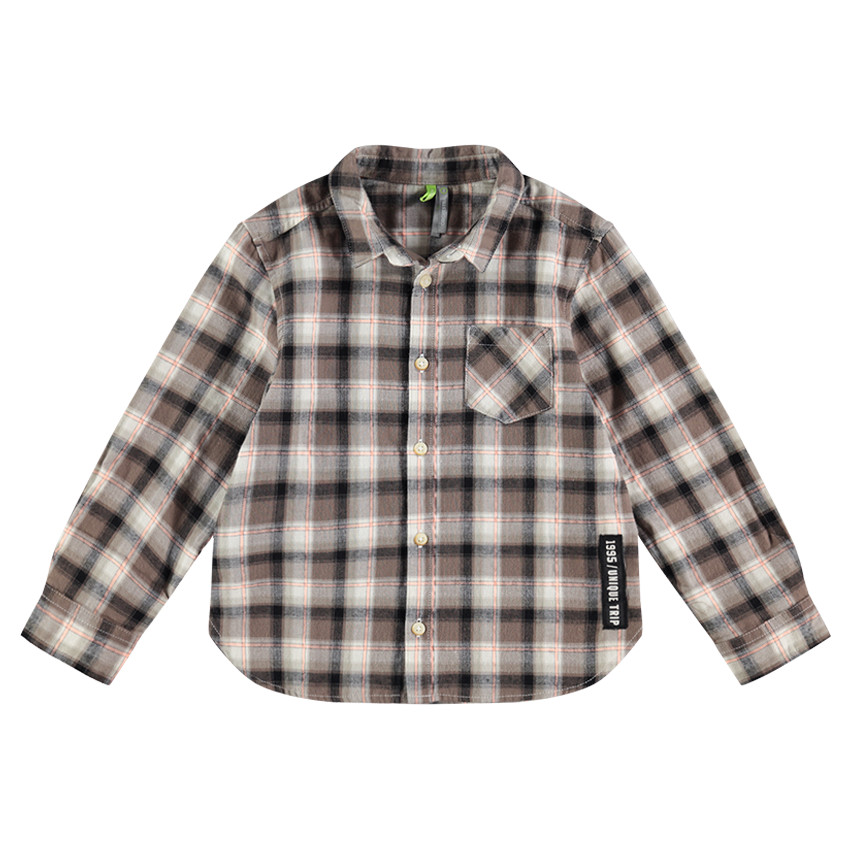 Chemise manches longues à carreaux avec étiquette fantaisie 