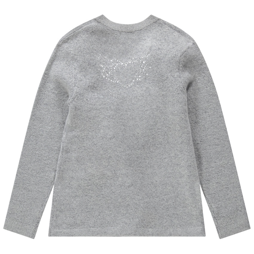 Junior - Gilet en tricot à pans fantaisie avec motif ajouré au dos 