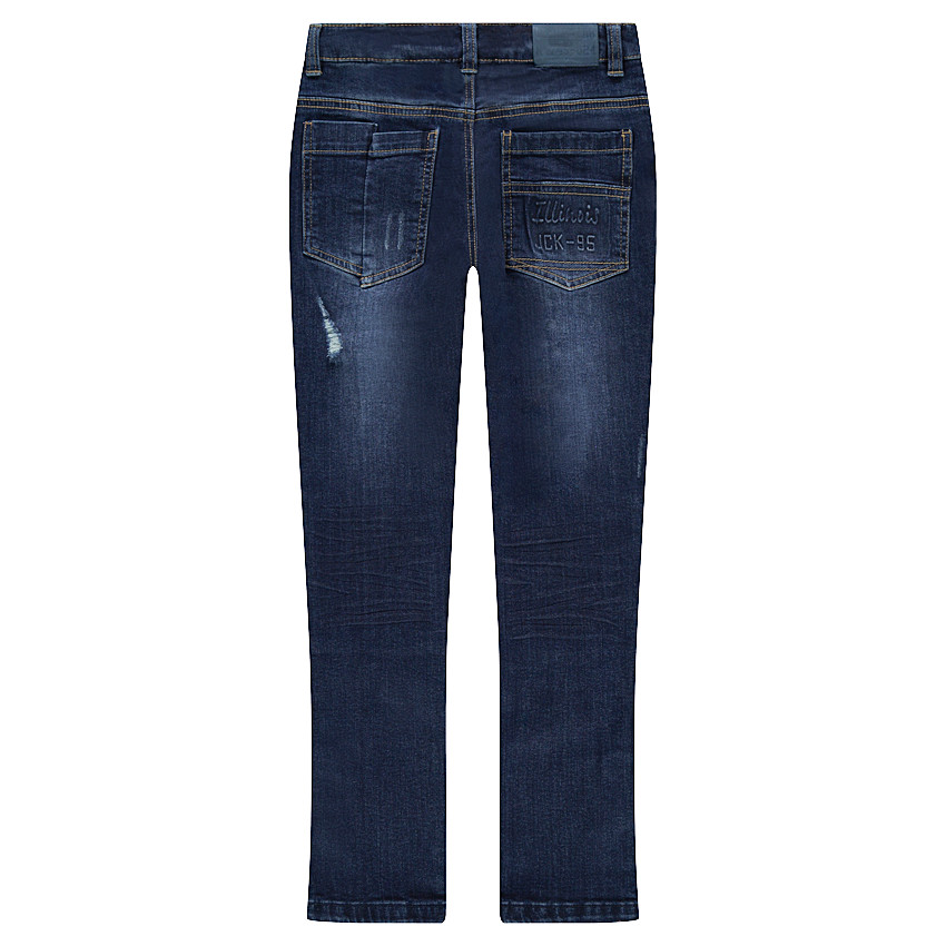 Junior - Jeans effet used et crinkle avec découpes et déchirures 