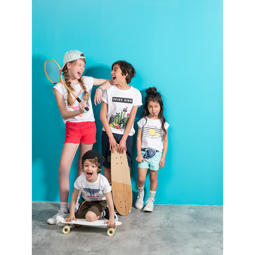 Short en coton fantaisie avec détails rose gold 